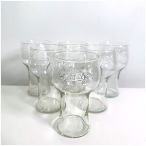 Vintage Pepsi Cola Glass Tumbler Cups 6", Set of six, Retro Soda Pop Collectible